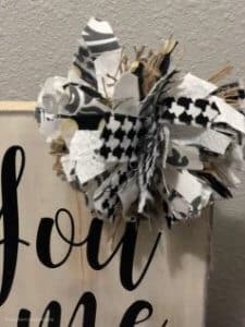 Close up of a DIY handmade bow