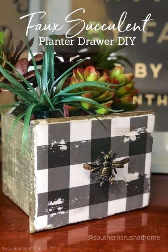 Faux Succulent Planter Drawer DIY-pin