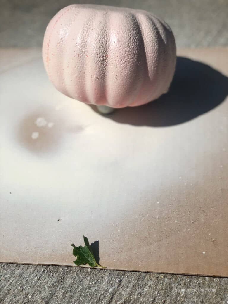 A spray painted foam pumpkin 