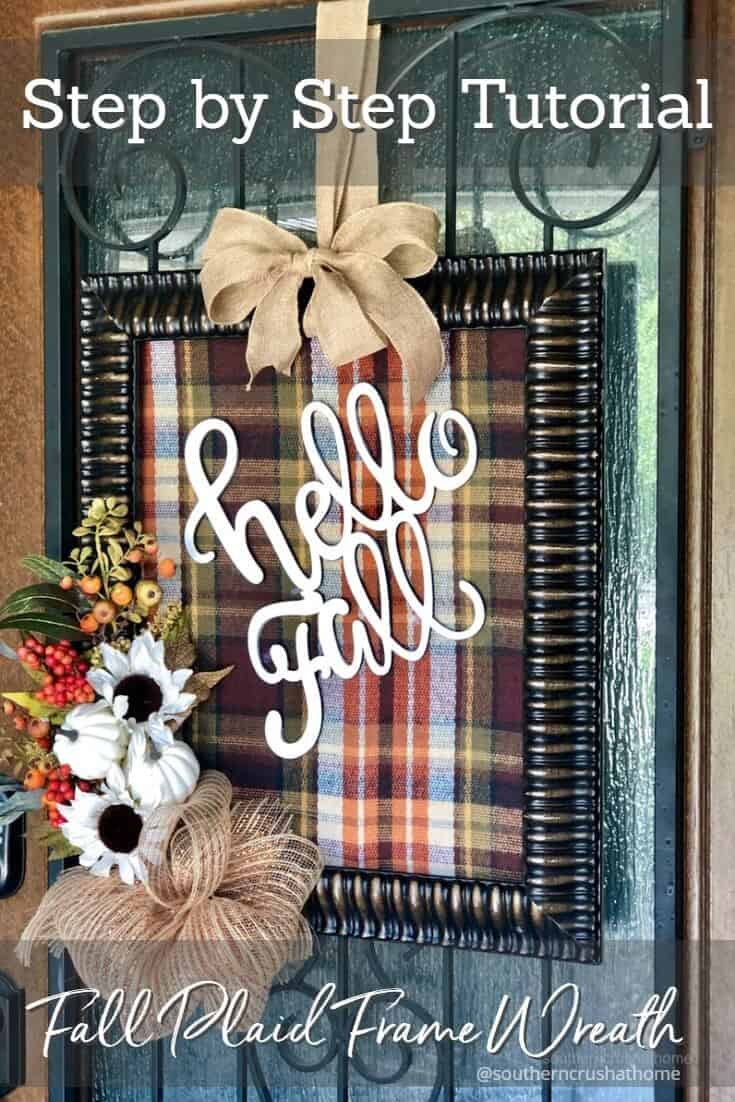 Fall Plaid Frame Wreath Pin