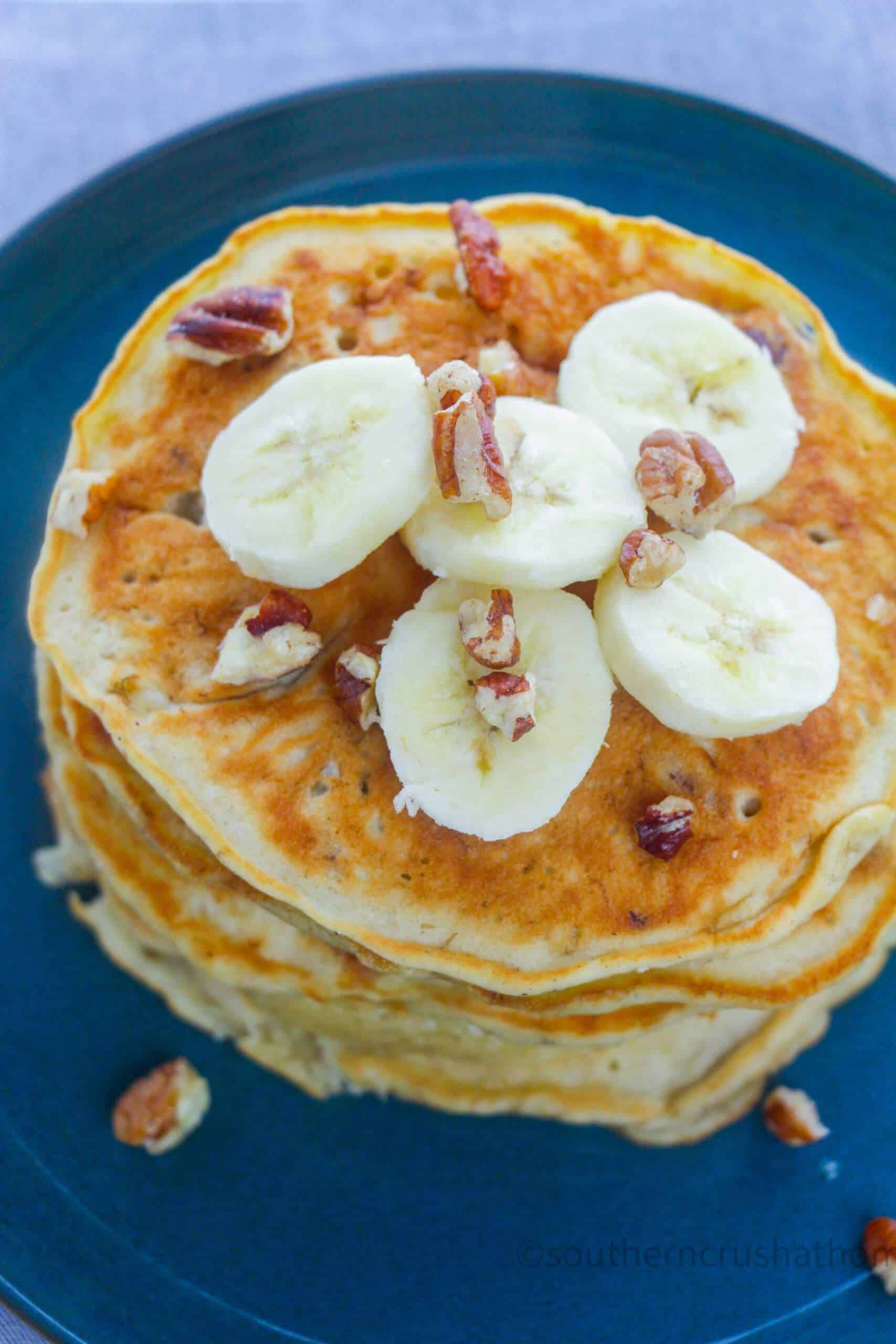 Banana Pecan Pancakes final overhead