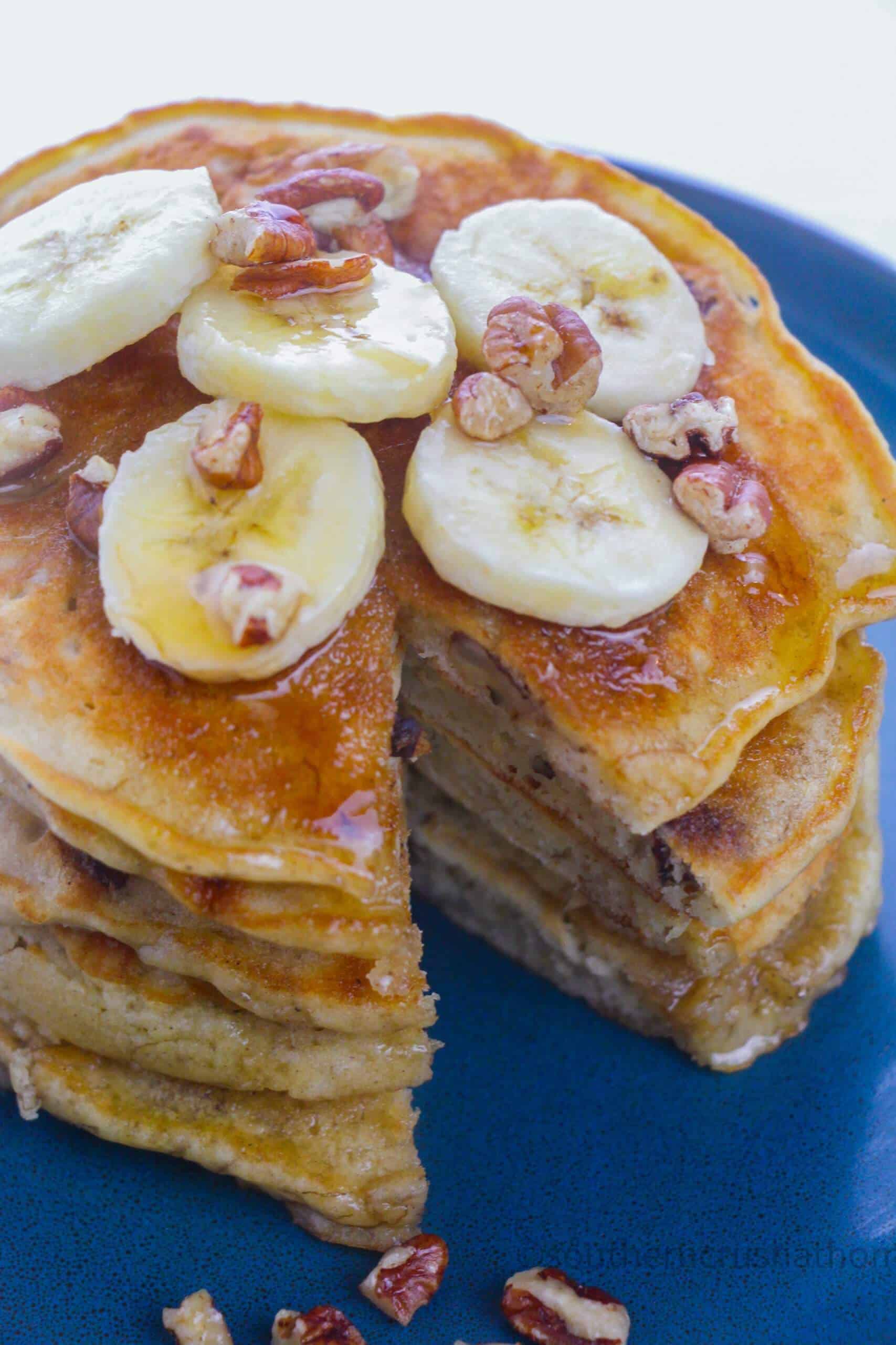 Banana Pecan Pancakes bite