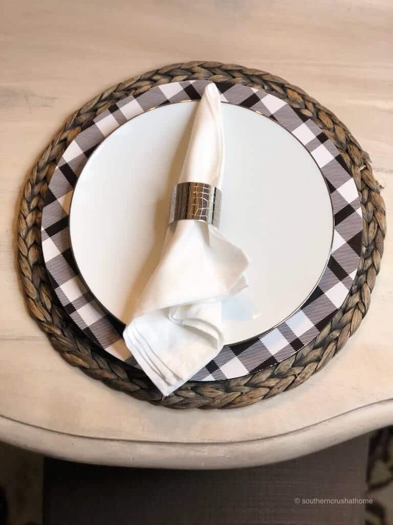 A napkin on a white plate