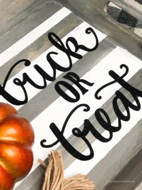 The words trick or treat on a tray 