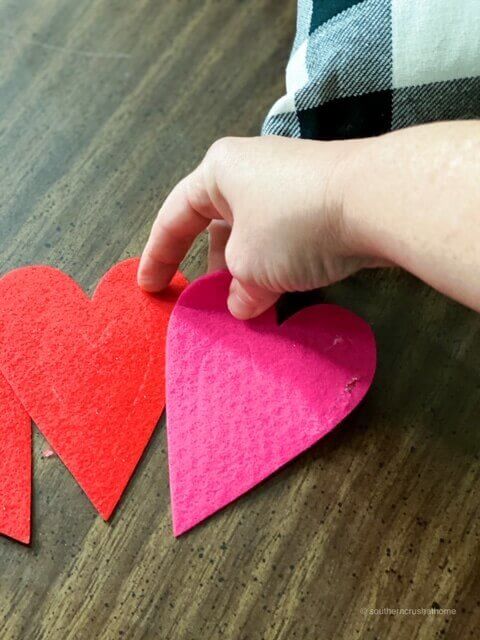 separating felt hearts from dollar tree