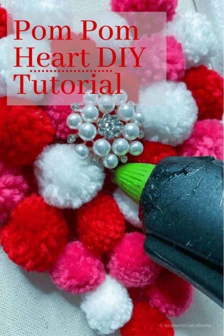 reverse canvas pom pom heart diy