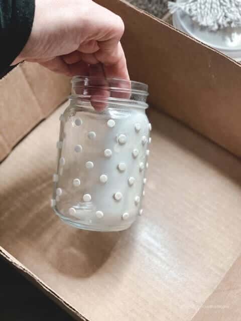 Spraying a glass white to look like a Hobnail milk glass 