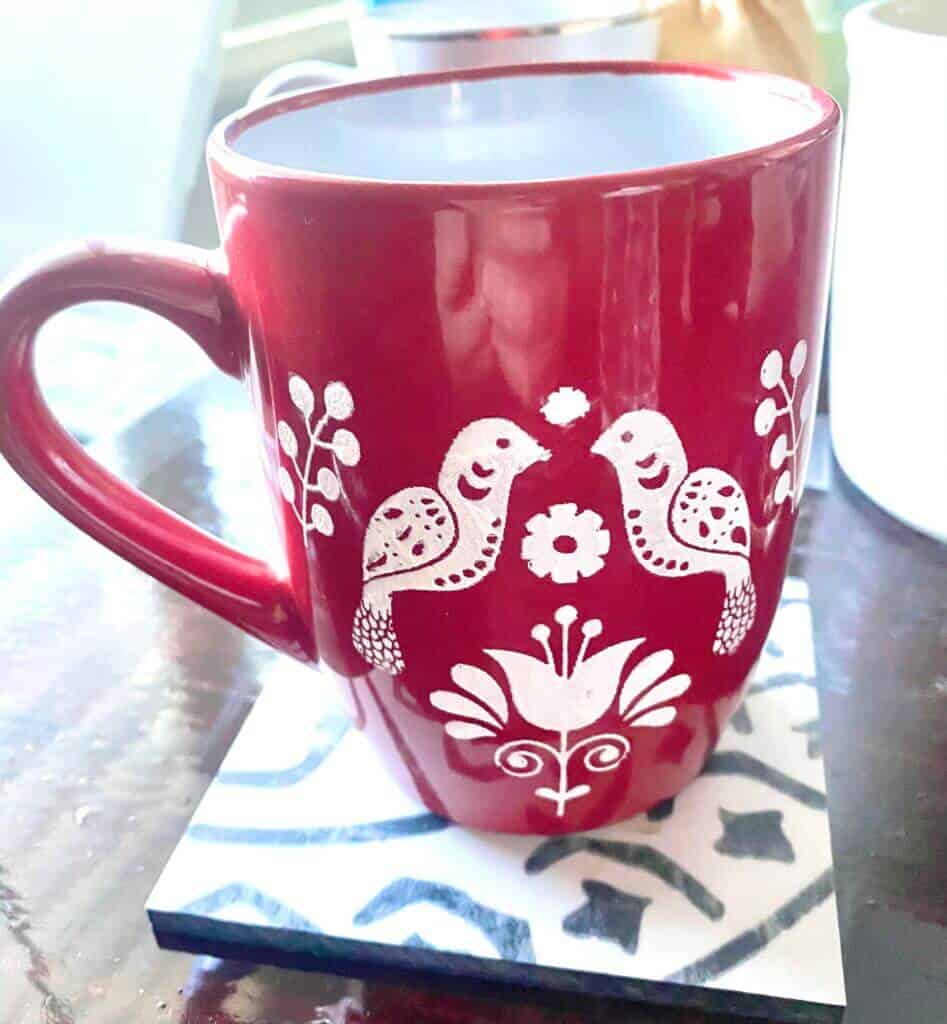 ceramic valentines stenciled mug