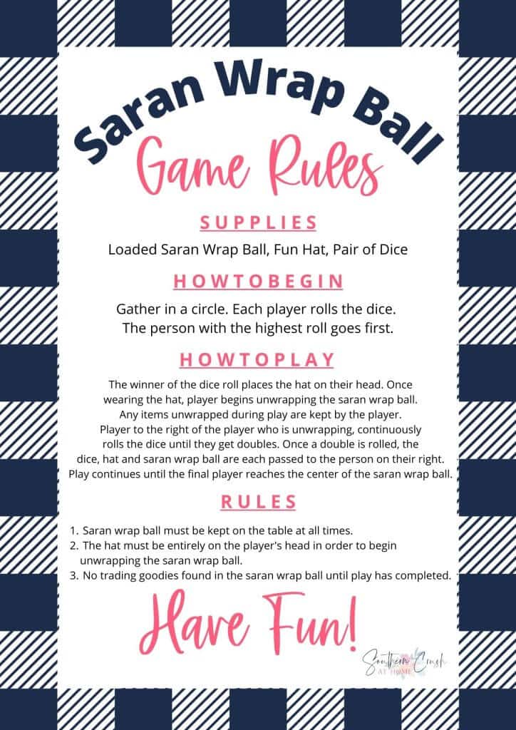 Saran Wrap Ball Game Rules Graphic