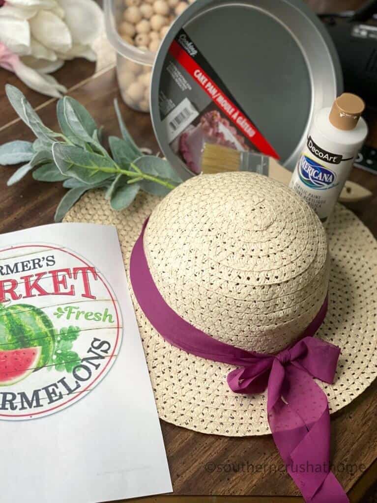 Dollar Tree summer sun hat wreath supplies