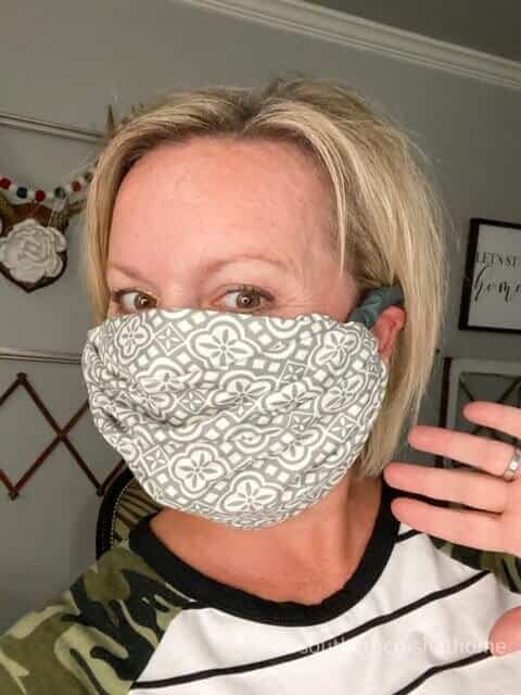 easy DIY no sew pillowcase face mask side view