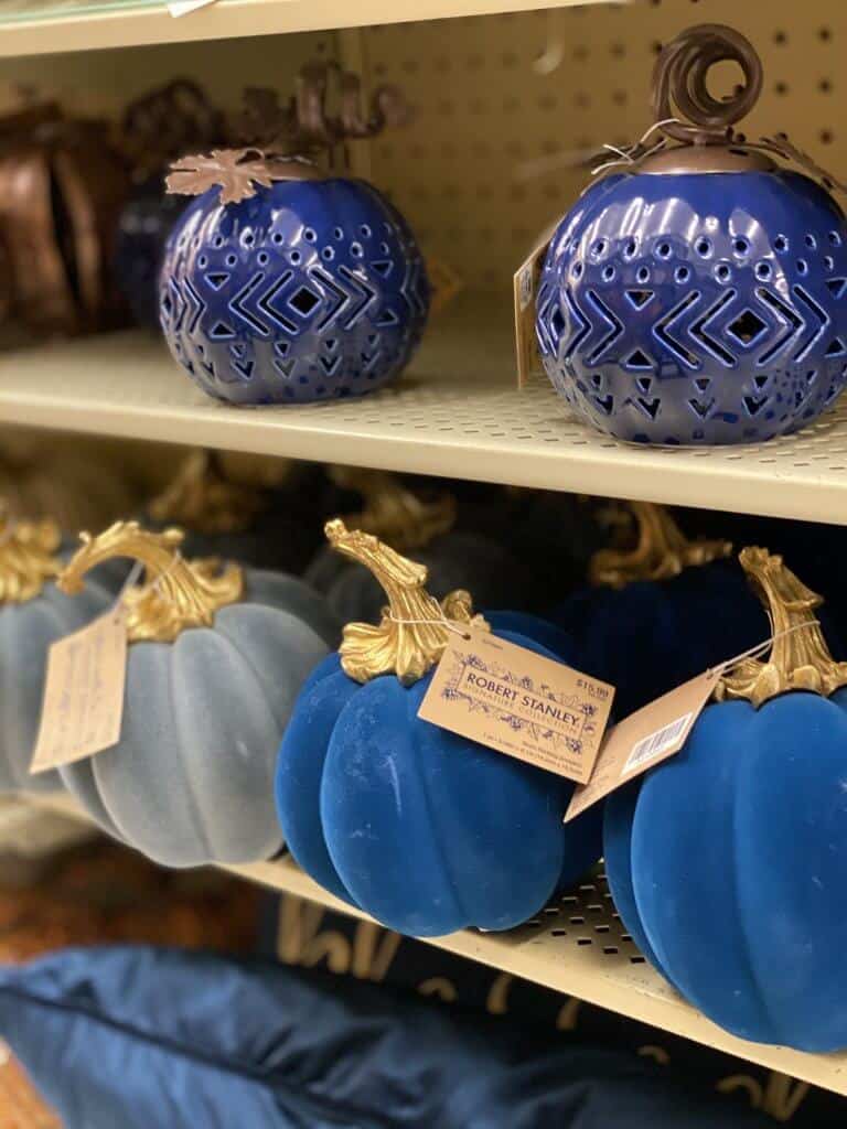 Hobby Lobby Fall Decor Tour 2020 blue pumpkins