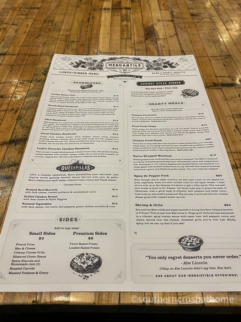 pioneer woman mercantile restaurant menu