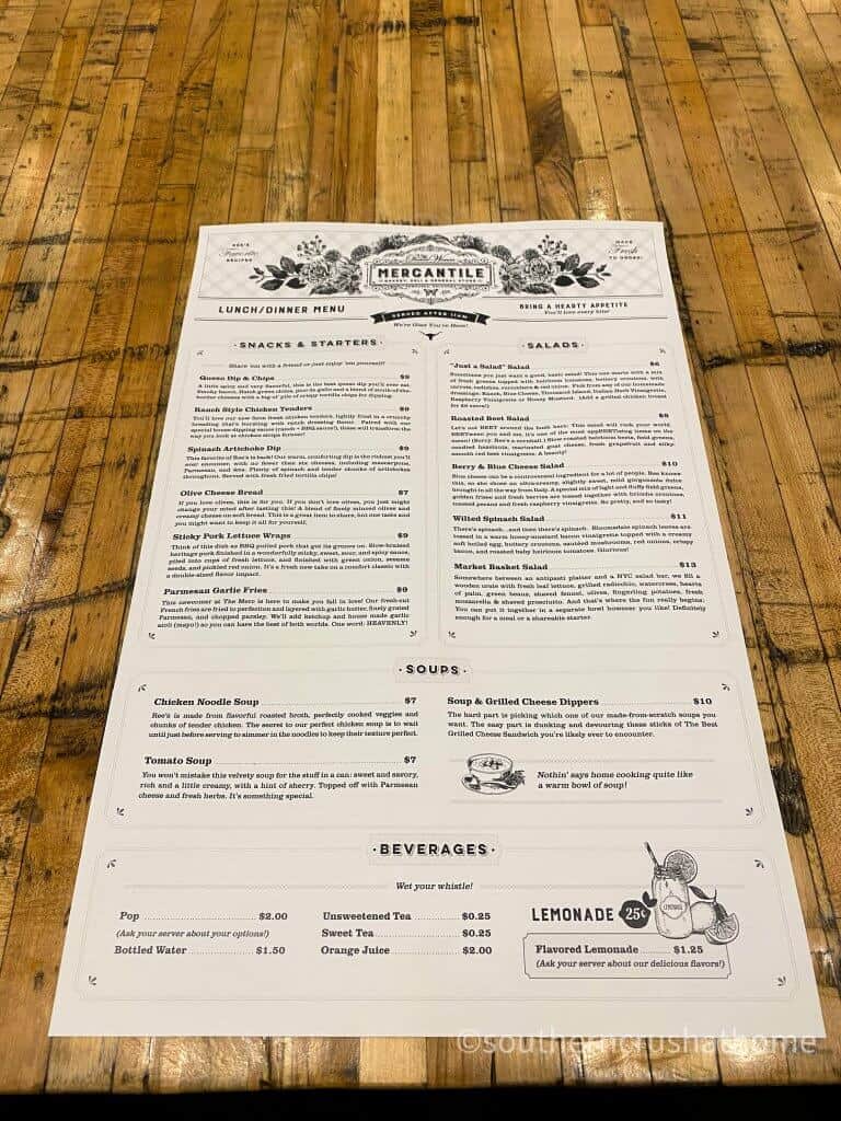 pioneer woman mercantile restaurant menu