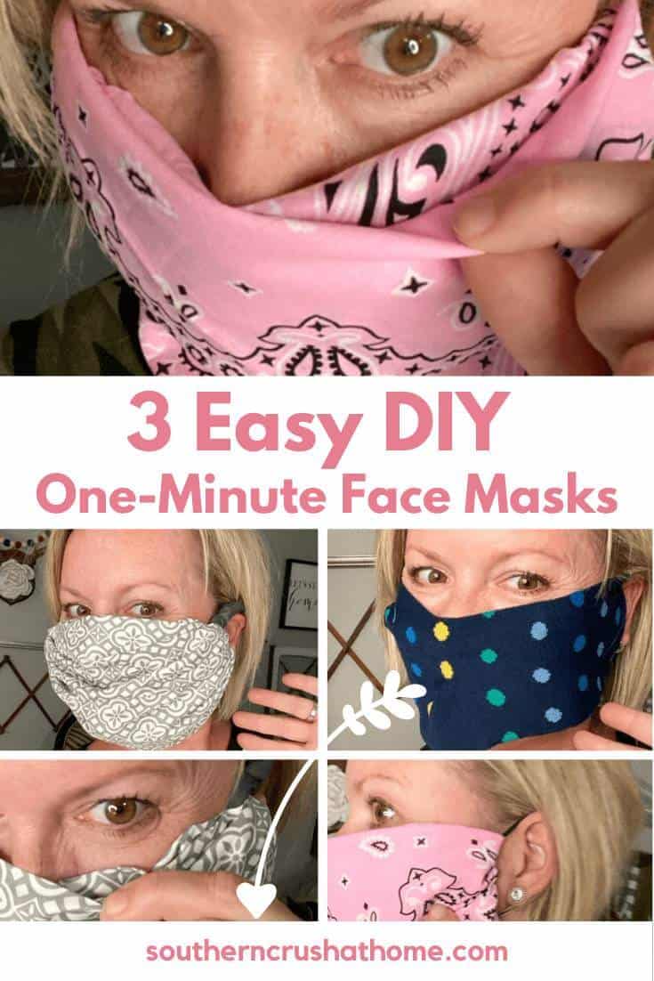 3 Different Easy One Minute No Sew DIY Face Masks