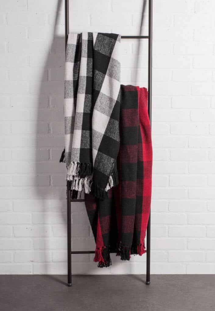 Black and White Buffalo Check Blanket on a Blanket Ladder