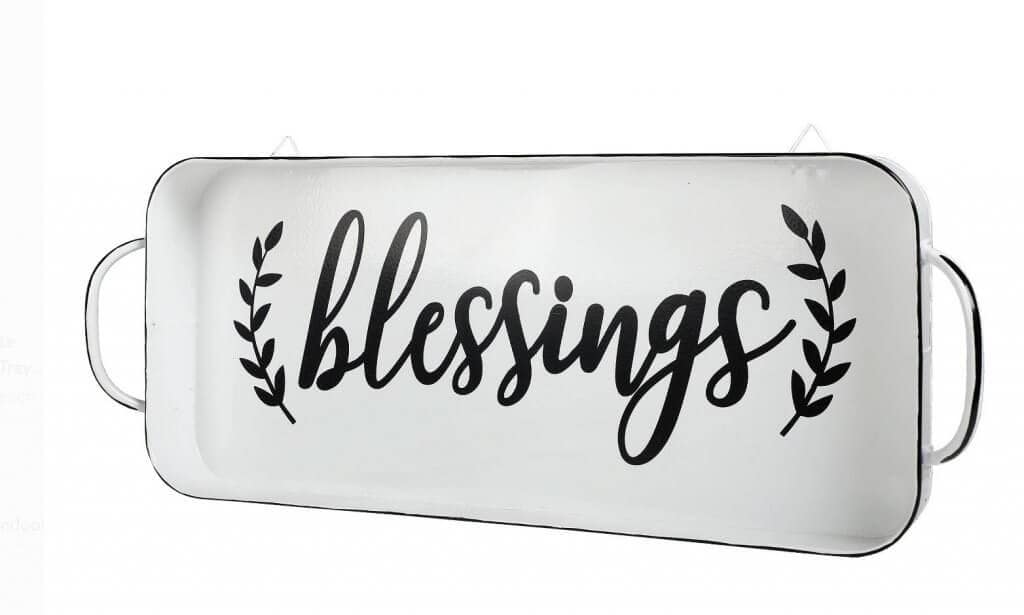 Black and White enamel blessings tray