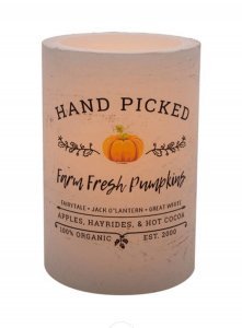 Black and White Hand Picked Pumpkins Battery Operated Candle