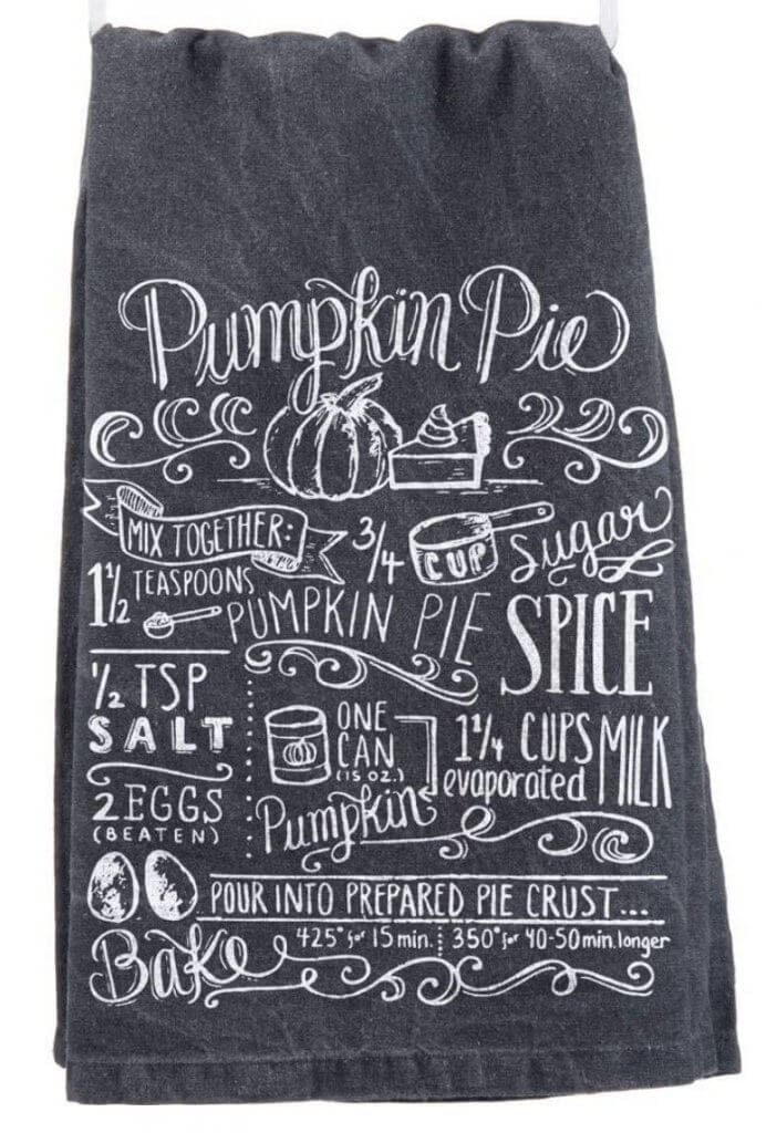 Black and White Pumpkin Pie Recipe Kitchen Dish Towel Decor