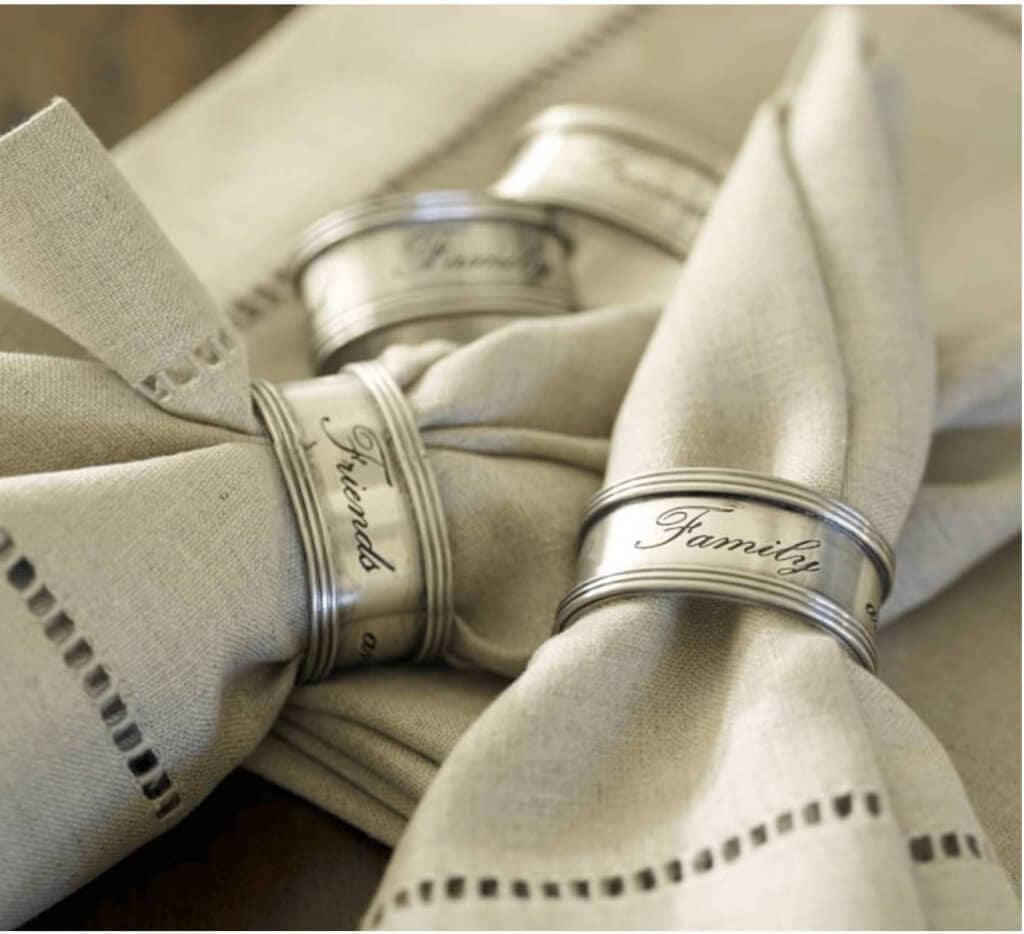 Neutral Silver Napkin Ring Holders