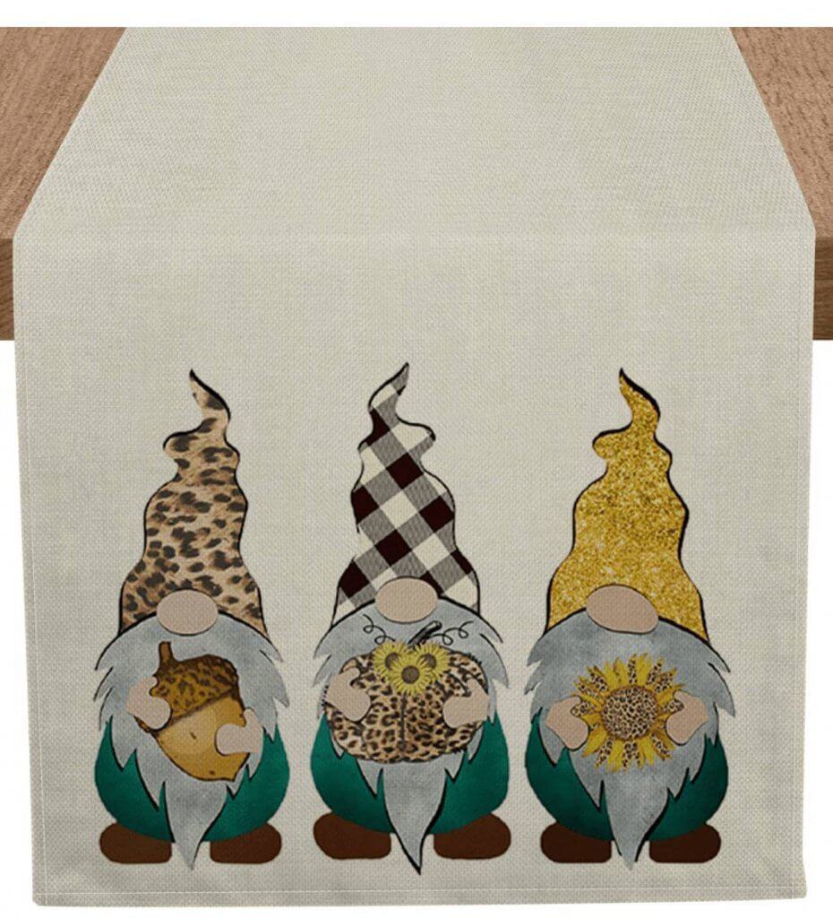 Seasonal Fall Gnome Table Runner