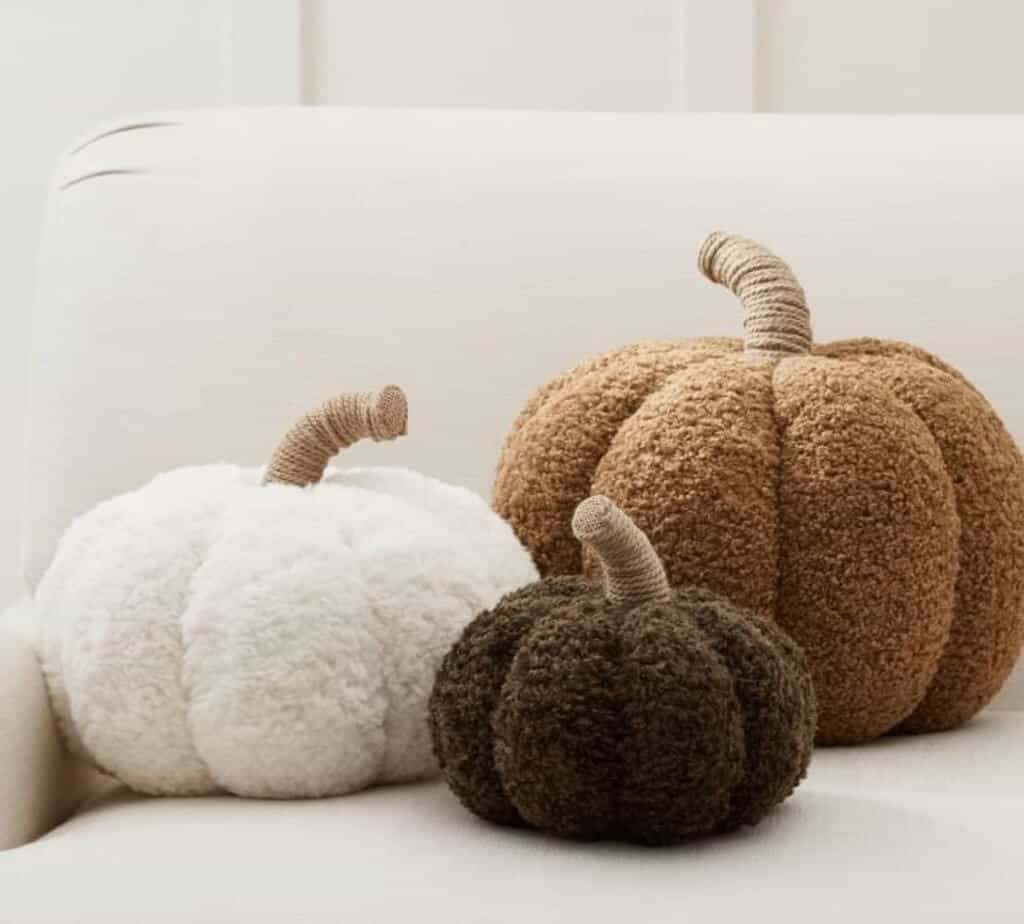 Cozy pumpkin pillow decor trio