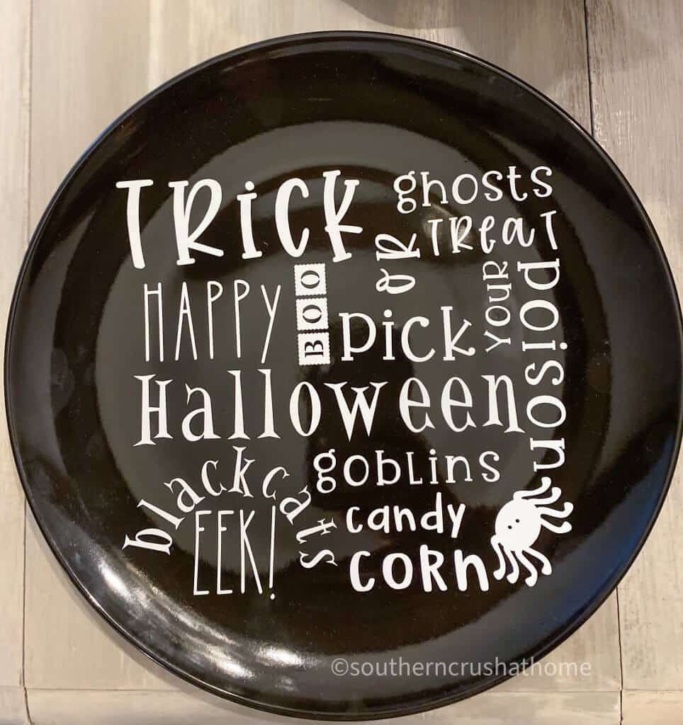 Halloween Cricut DIY Dollar Store plate decor