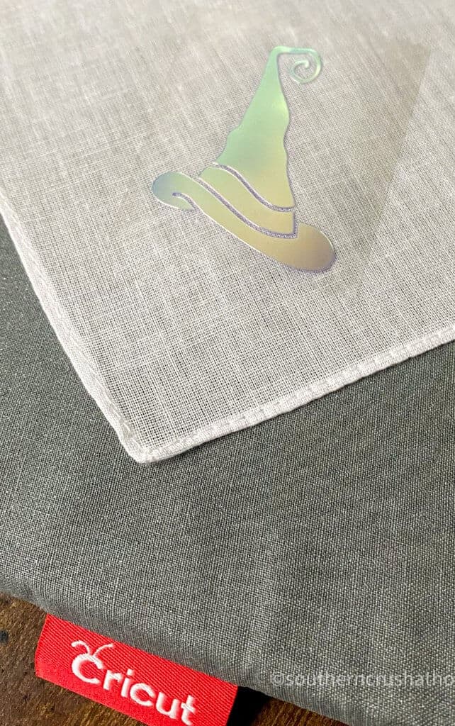 cricut holographic design placement on handkerchief fabric