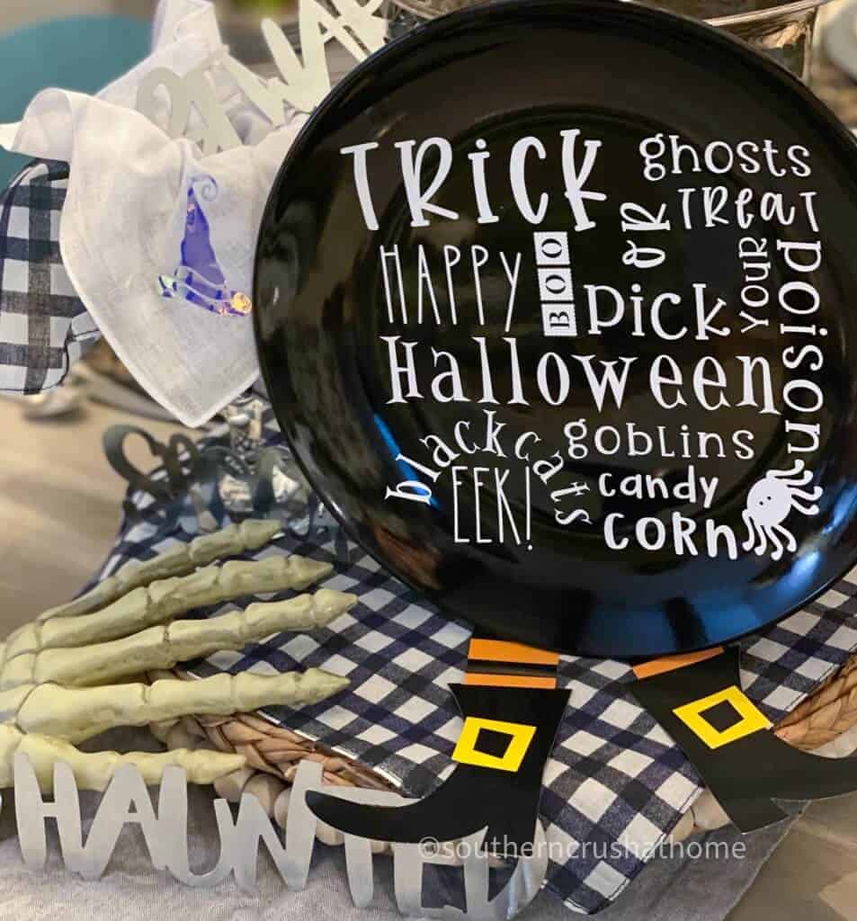 halloween cricut dollar store plate decor