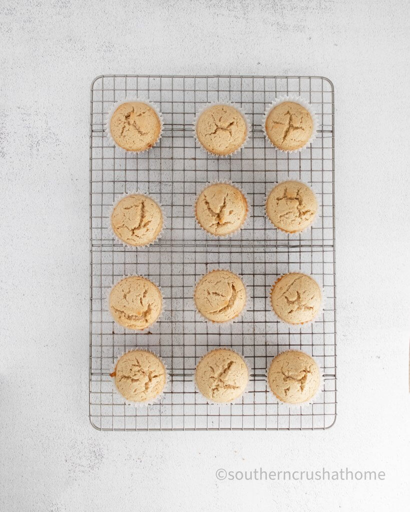 Allow cinnamon vanilla bean cupcakes to cool completely.