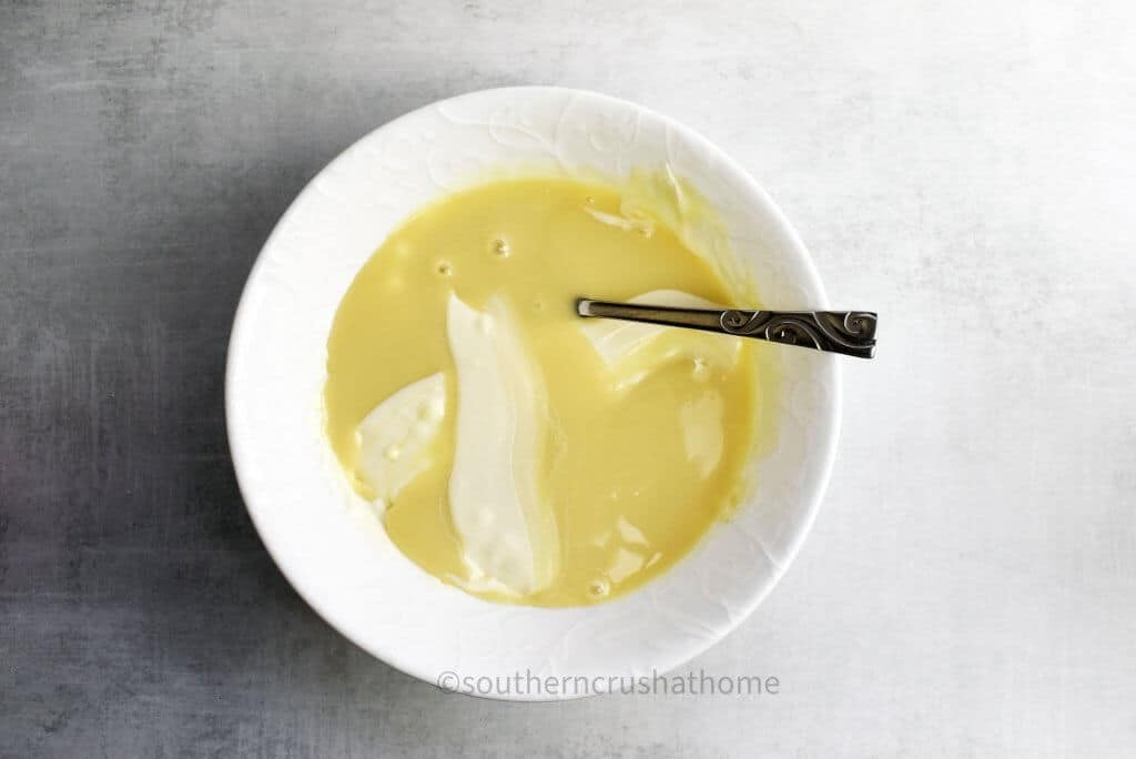 melted white chocolate and sweetened milk