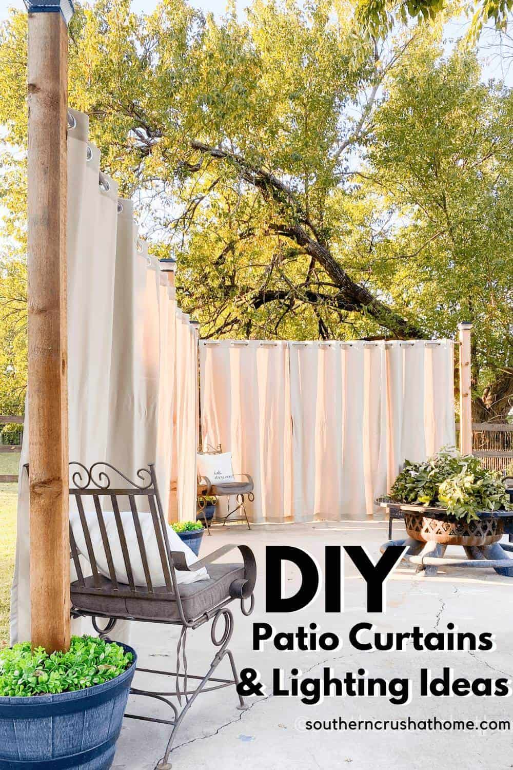 DIY Patio LIghting & Curtains Pin