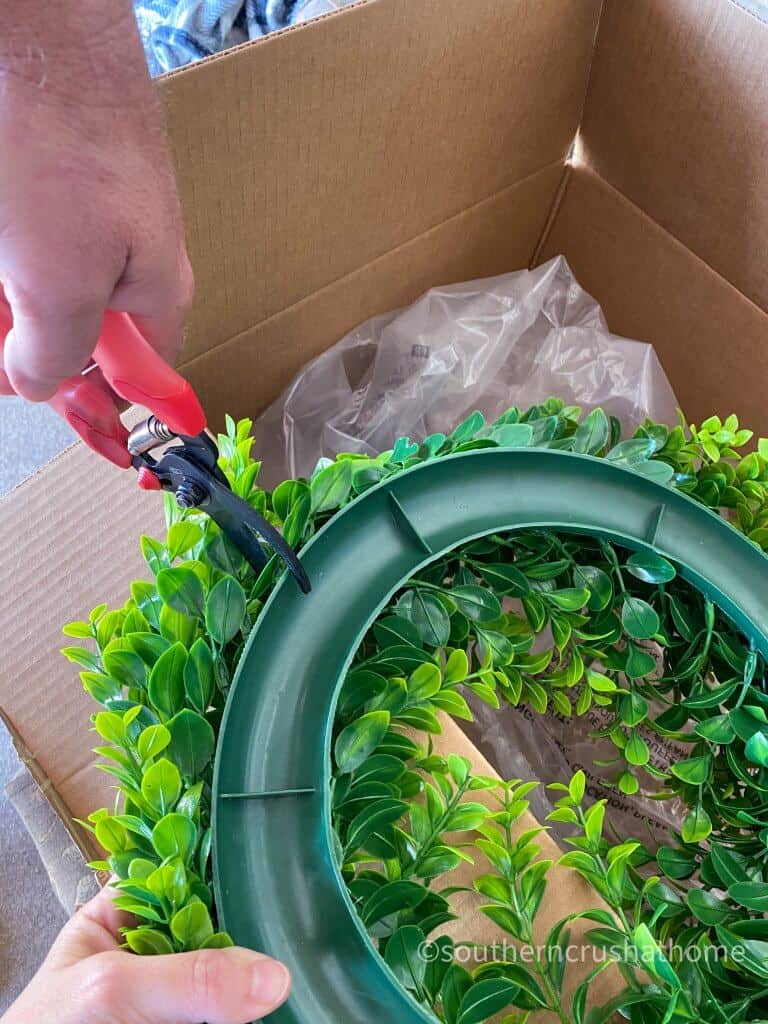 outdoor patio lighting & privacy diy snipping wreath