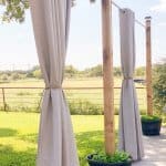 outdoor patio lighting & privacy diy curtains drawn