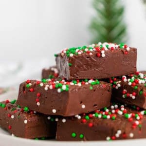 up close view of 3 ingredient christmas fudge
