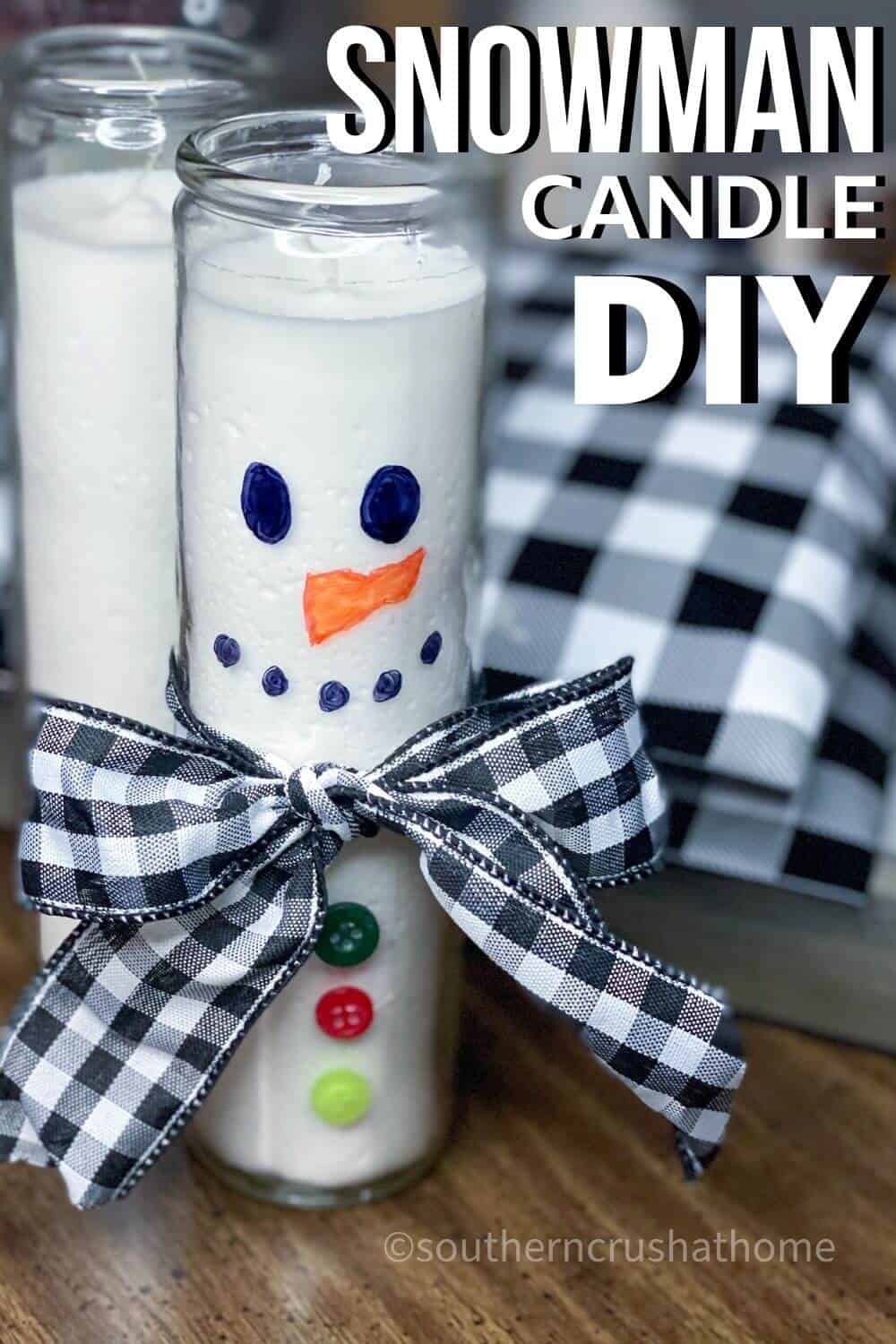 Dollar Tree Snowman Candle DIY PIN