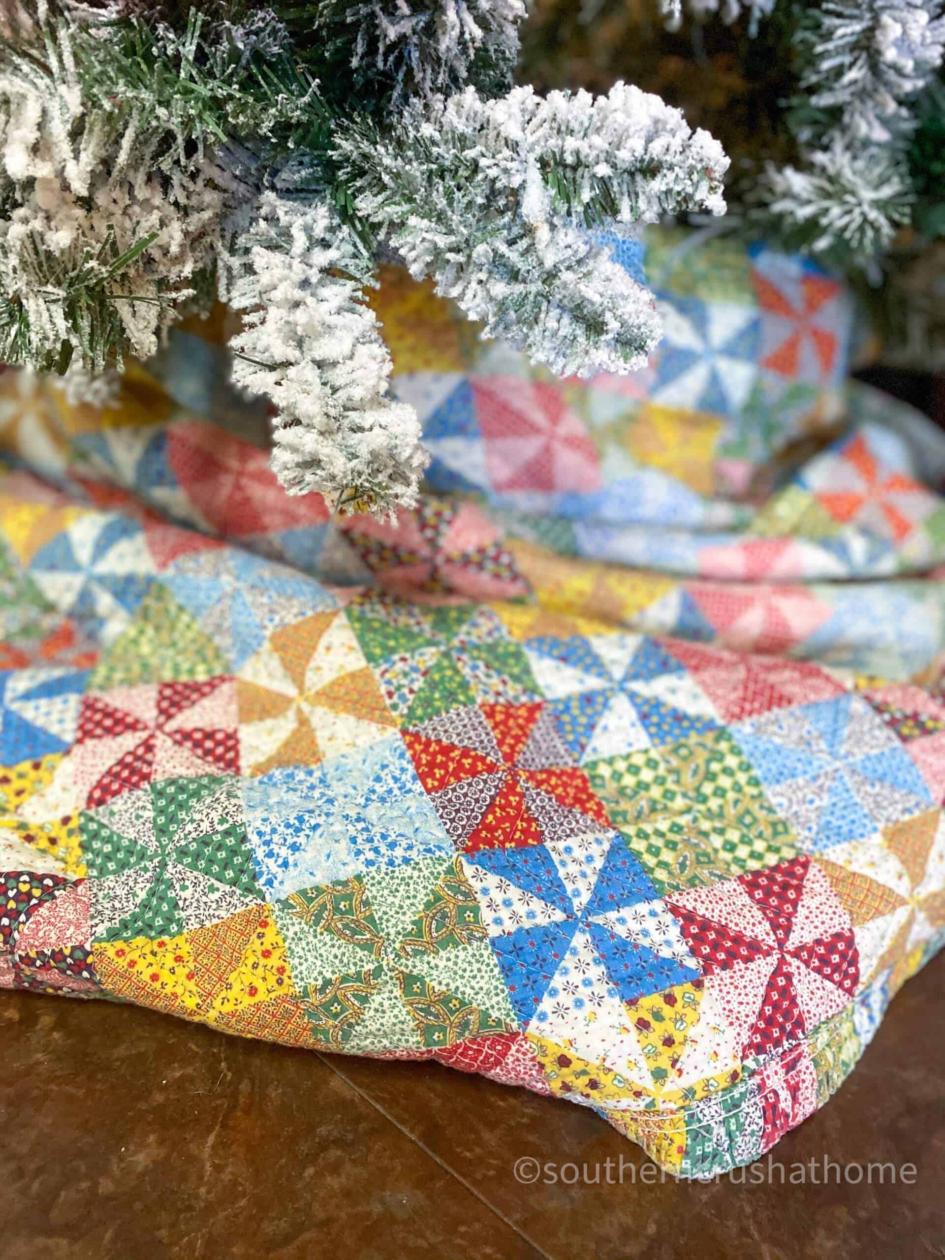 Pioneer Woman themed Christmas Tree quilt tree skirt