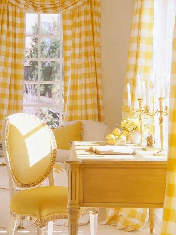 yellow buffalo check pattern curtains