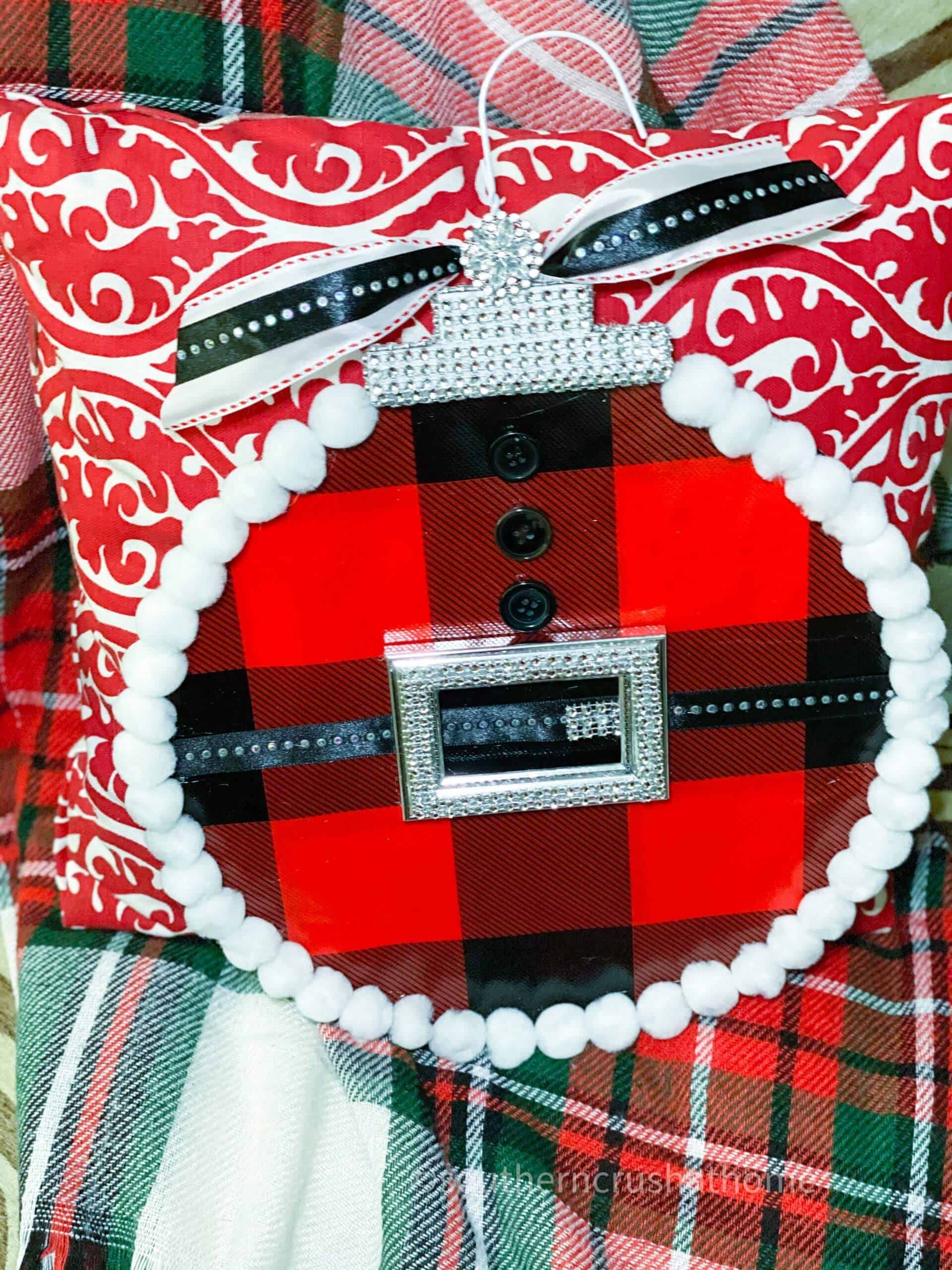 Dollar Tree Splatter Screen Buffalo Check Ornament DIY