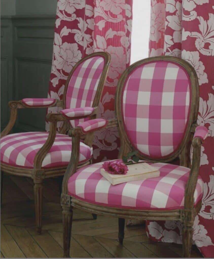 hot pink buffalo check chairs