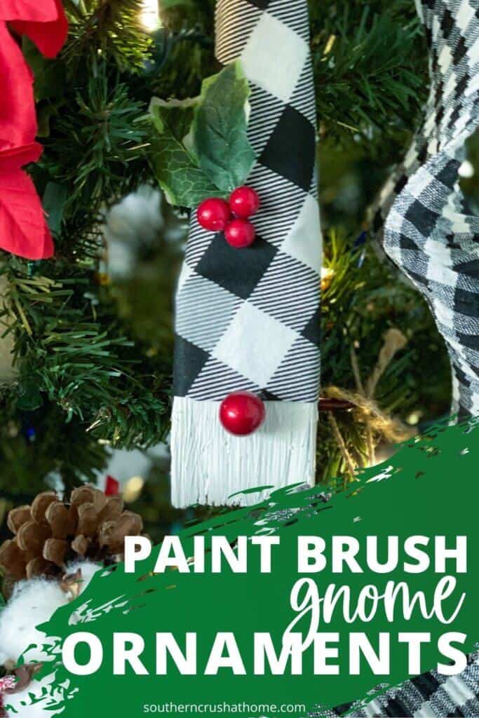 buffalo check paint brush gnome ornament pin