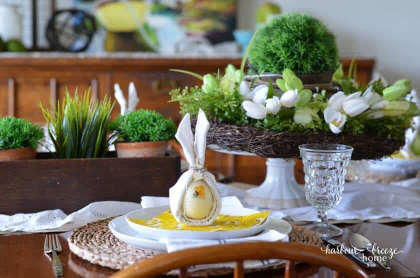 centerpiece for Easter tablescape