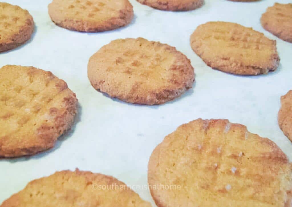 peanut butter cookies on parchment paper