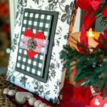 angle view of black and white dollar tree canvas valentines diy