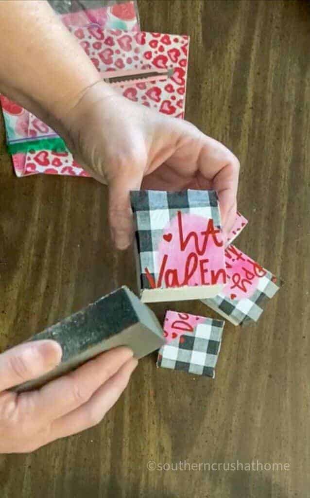 sanding napkins off wood block edges