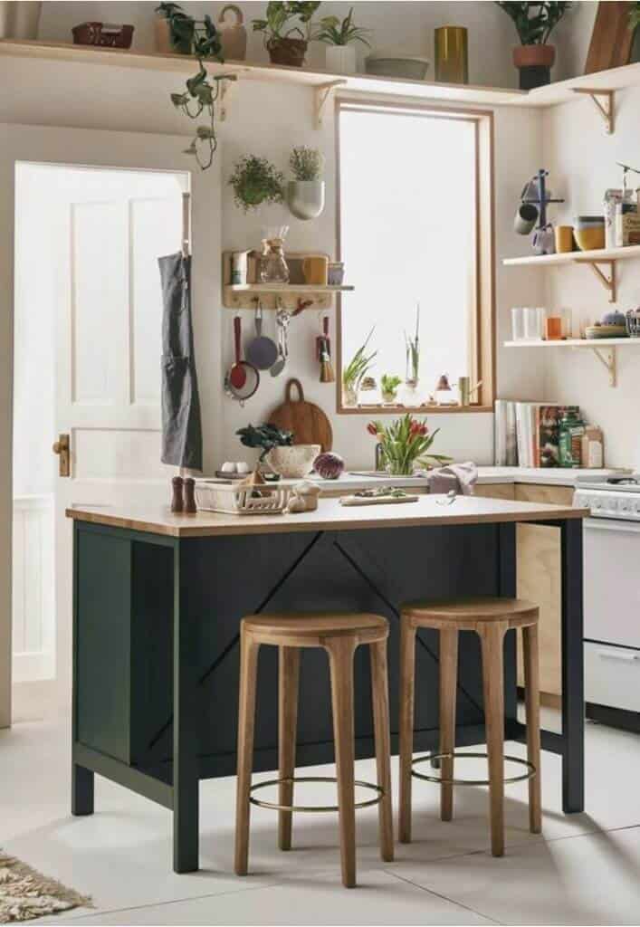 emerald green kitchen island