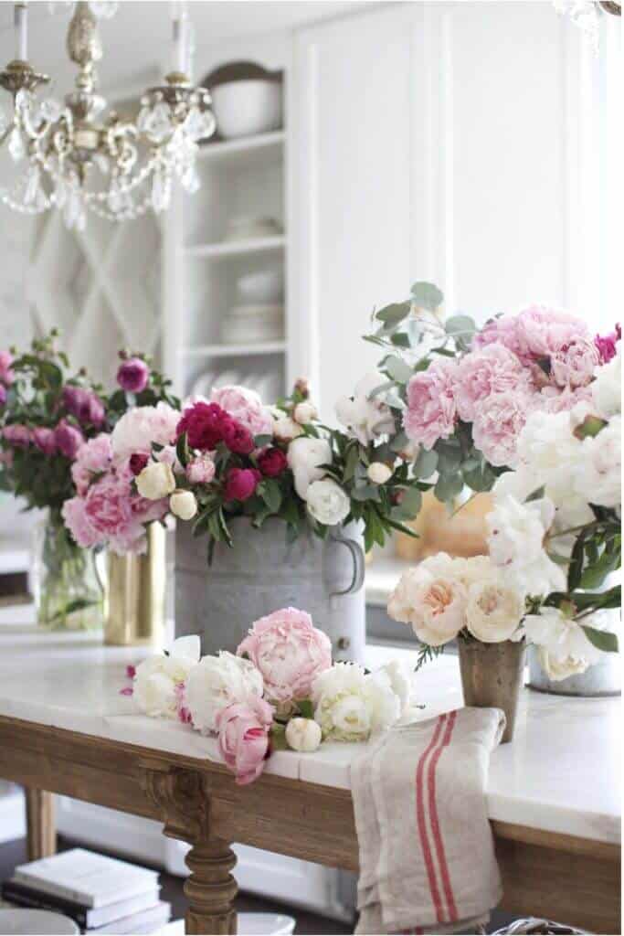 french country cottage floral arrangements on island