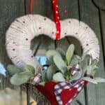 heart wreath diy hanging on front door styled