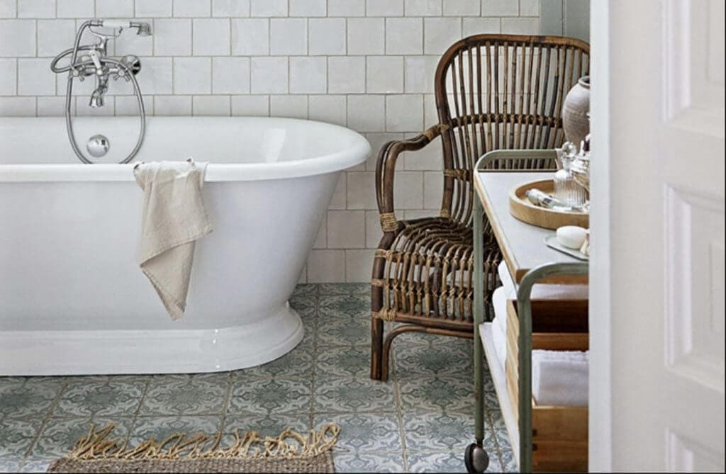 sage green white bathroom inspo