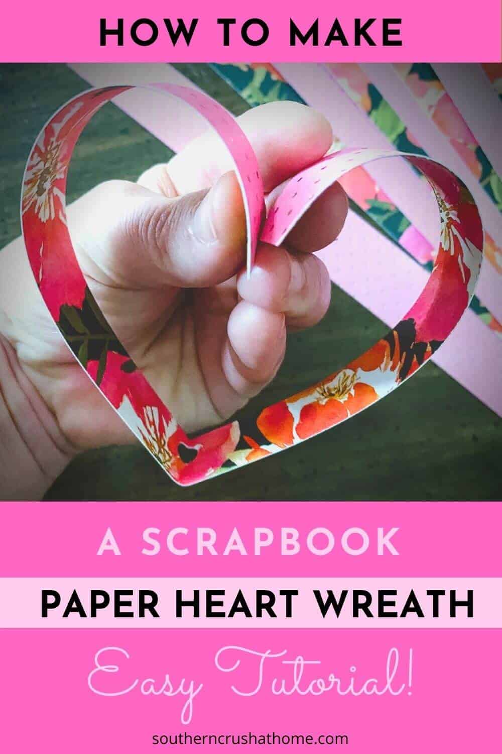 scrapbook paper heart wreath pin